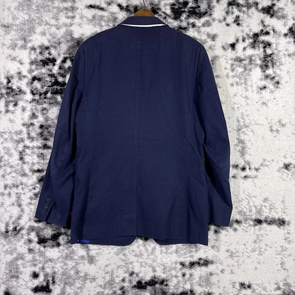 Banana Republic Blazer Mens Size 42L Navy Blue Twill Lined Office Career Elbow